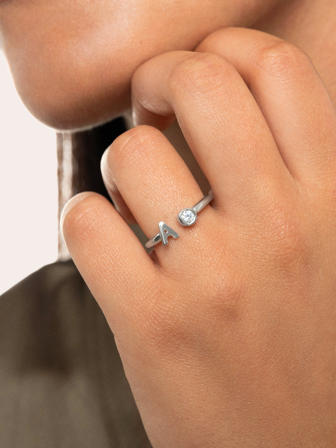Personalized Letter Spark Silver Ring