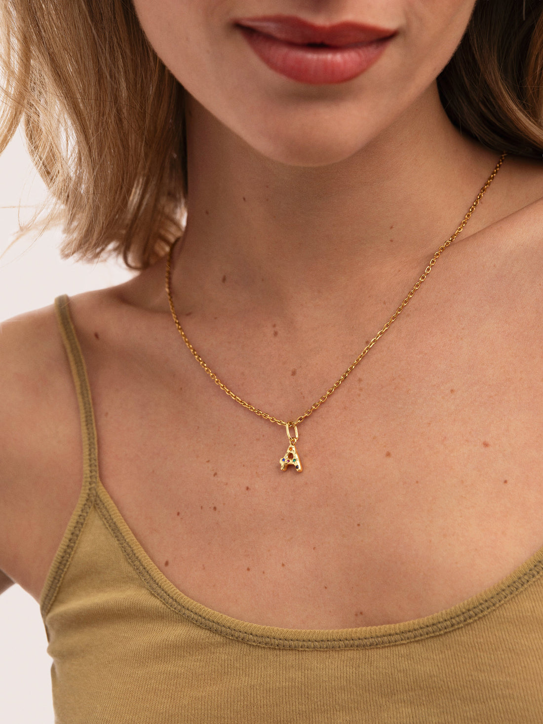 Personalized Initial Charm Organic Colors 18kt Gold Plated
