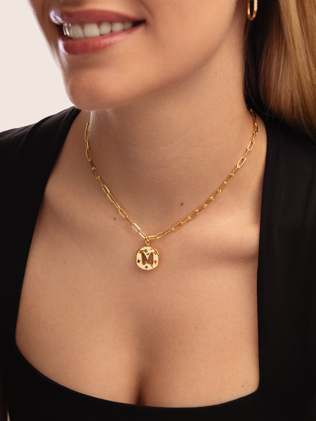 Personalized Charm Organic Colors Letter 18kt Gold Plated
