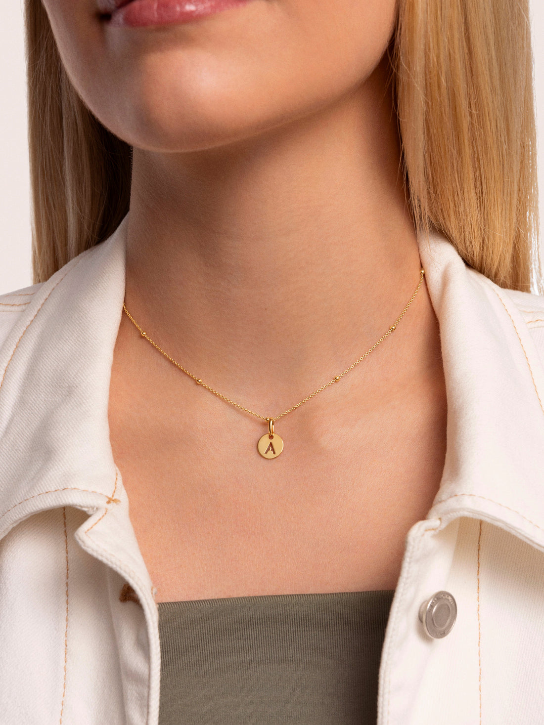 Mini Medallion Letter Silver 18kt Gold Plated