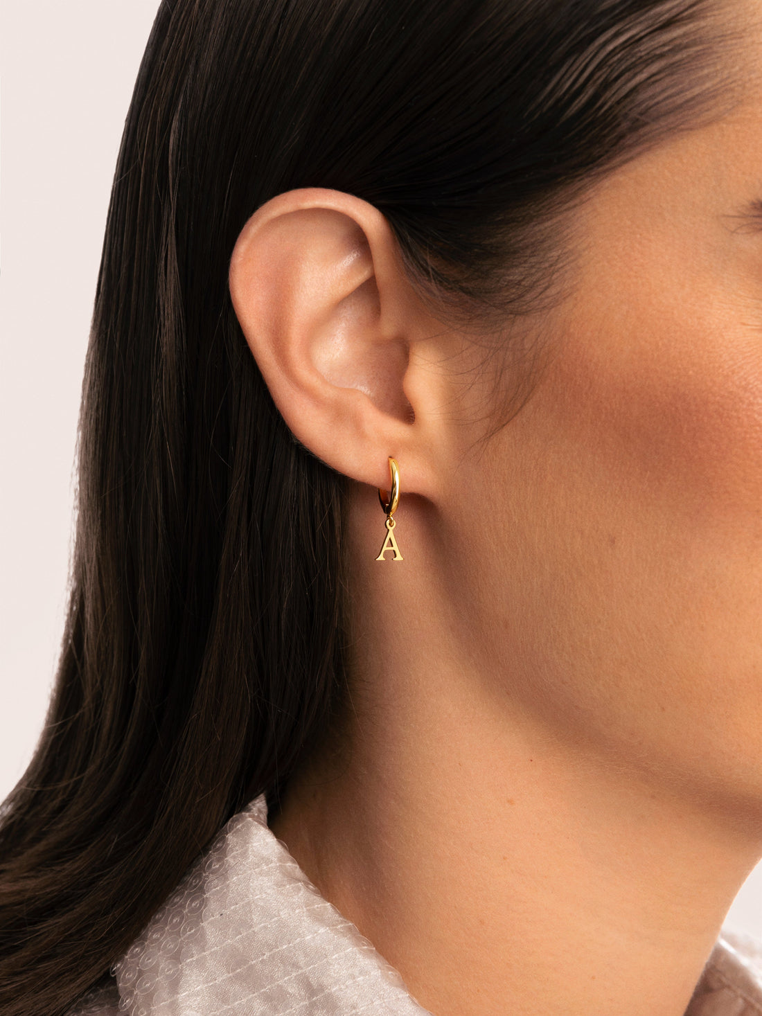 Custom Single Hoop Earrings Letter Silver Gold Plated