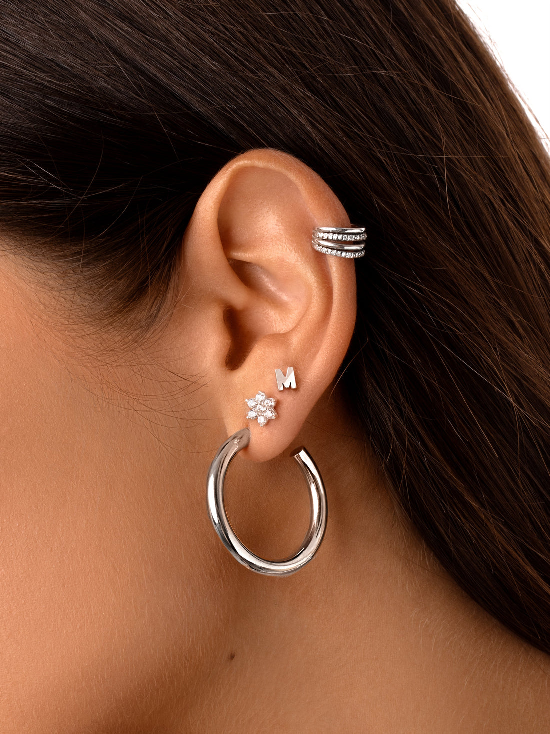Letter Silver Single Earring