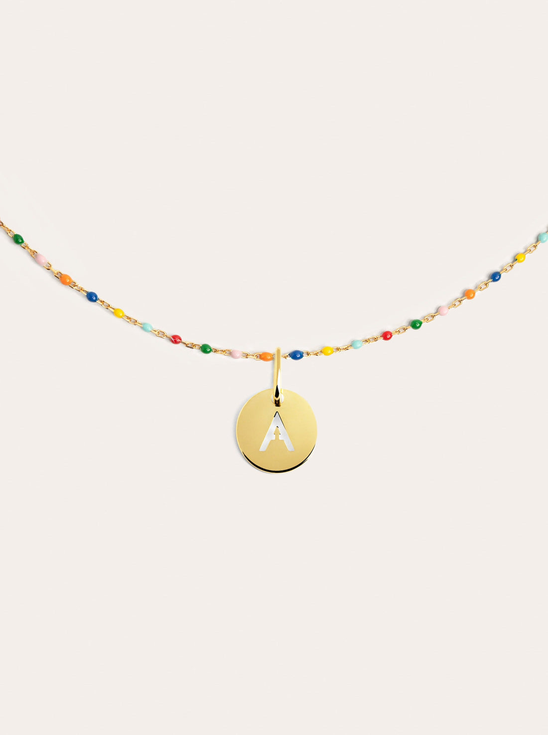 Personalized Necklace Colors Enamel Letter Silver 18kt Gold Plated