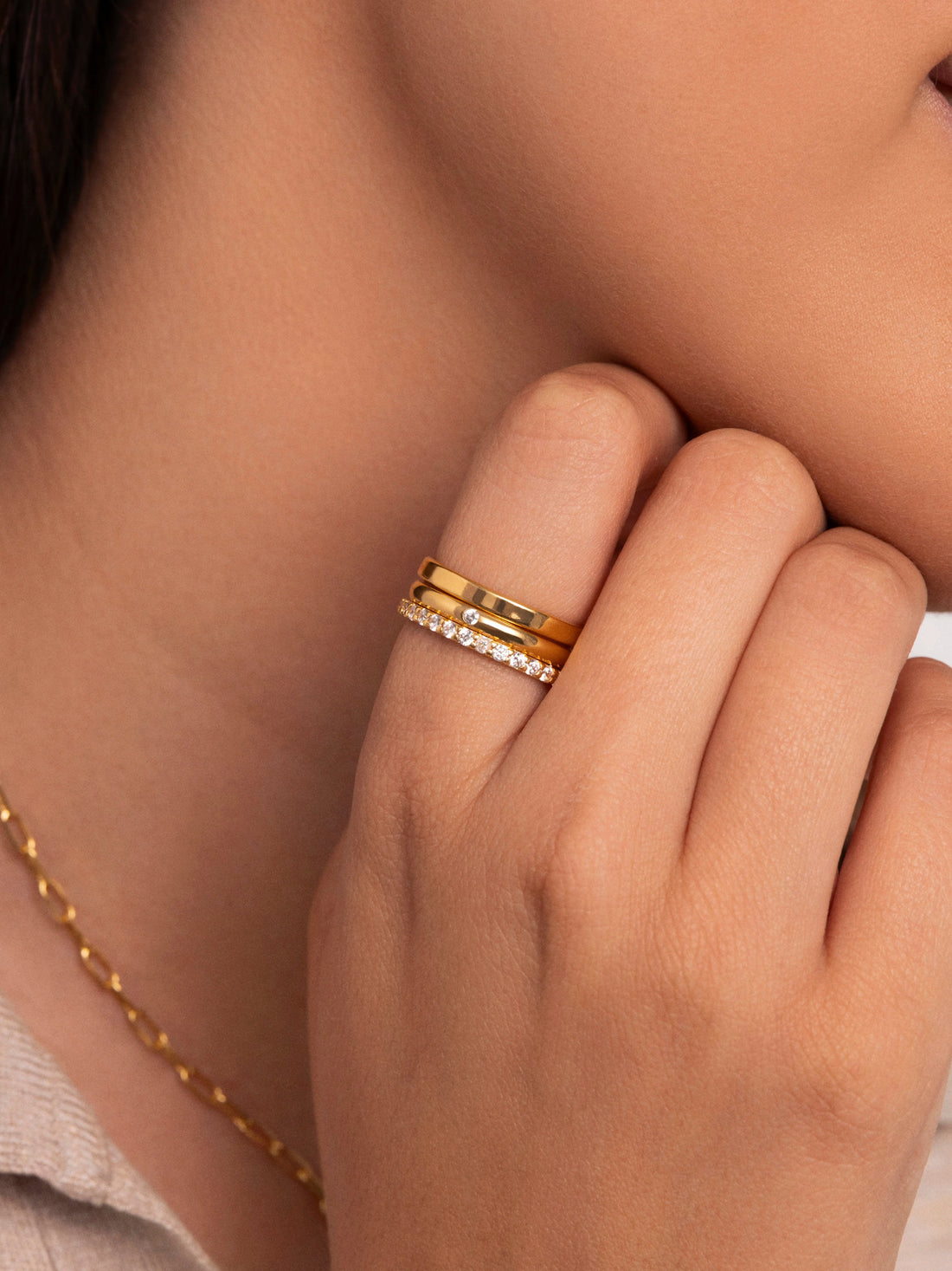 Pack of 3 Choices Rings Gold Plated