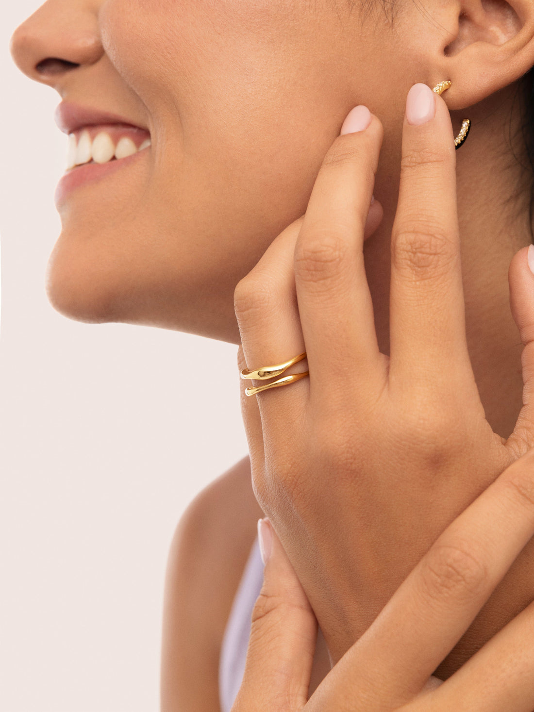 Double Air Stainless Steel Gold Ring