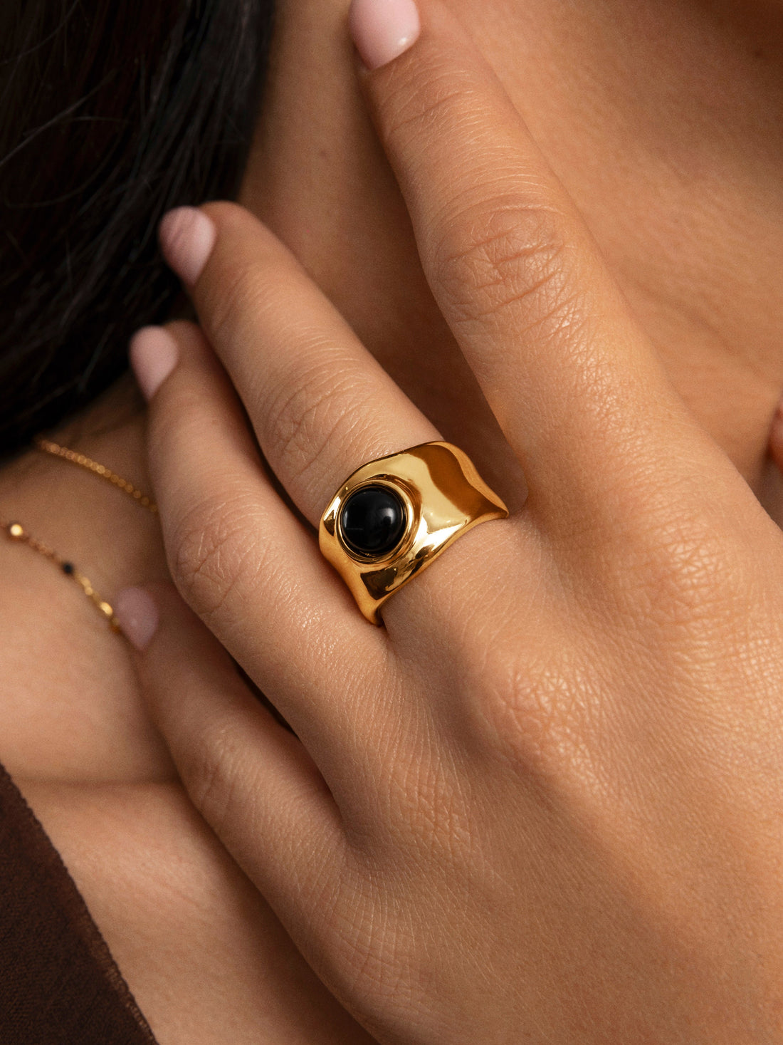 My Onyx Gold-Plated Ring