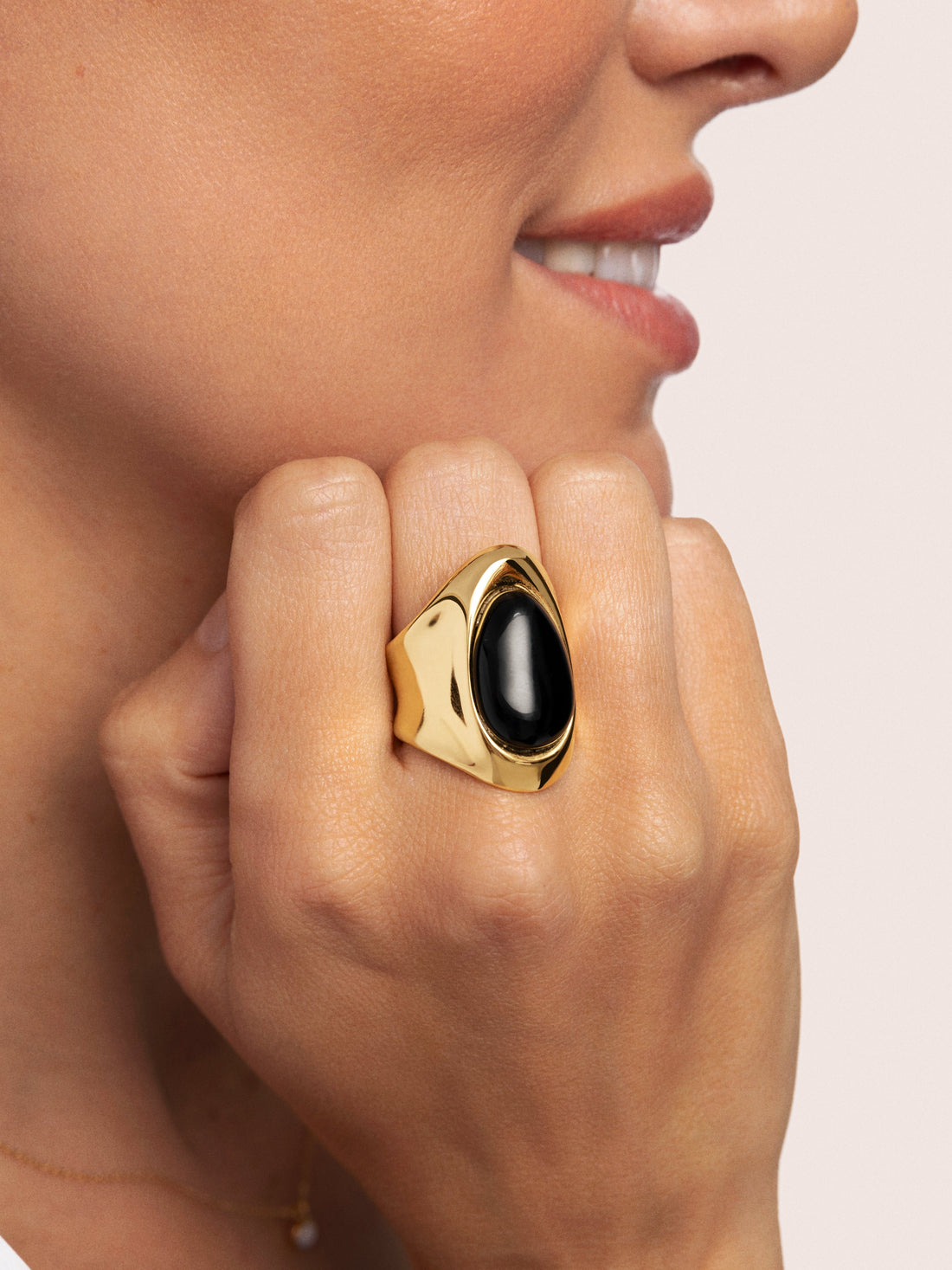 My Maxi Stone Gold-Plated Steel Ring