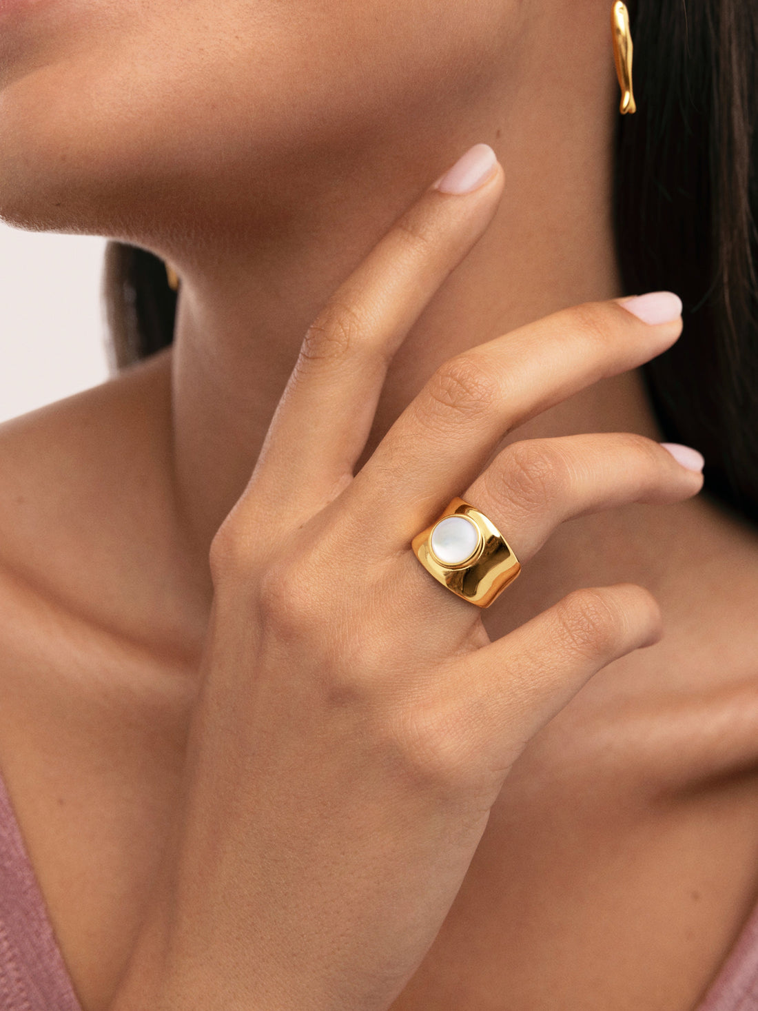 My Mother-of-Pearl Ring Steel Gold Plated