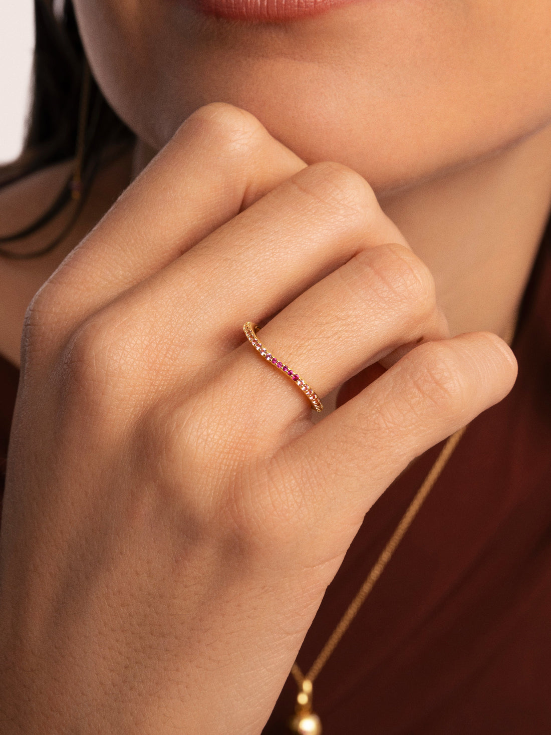 Fine Scarlett Pink Ring Gold Plated