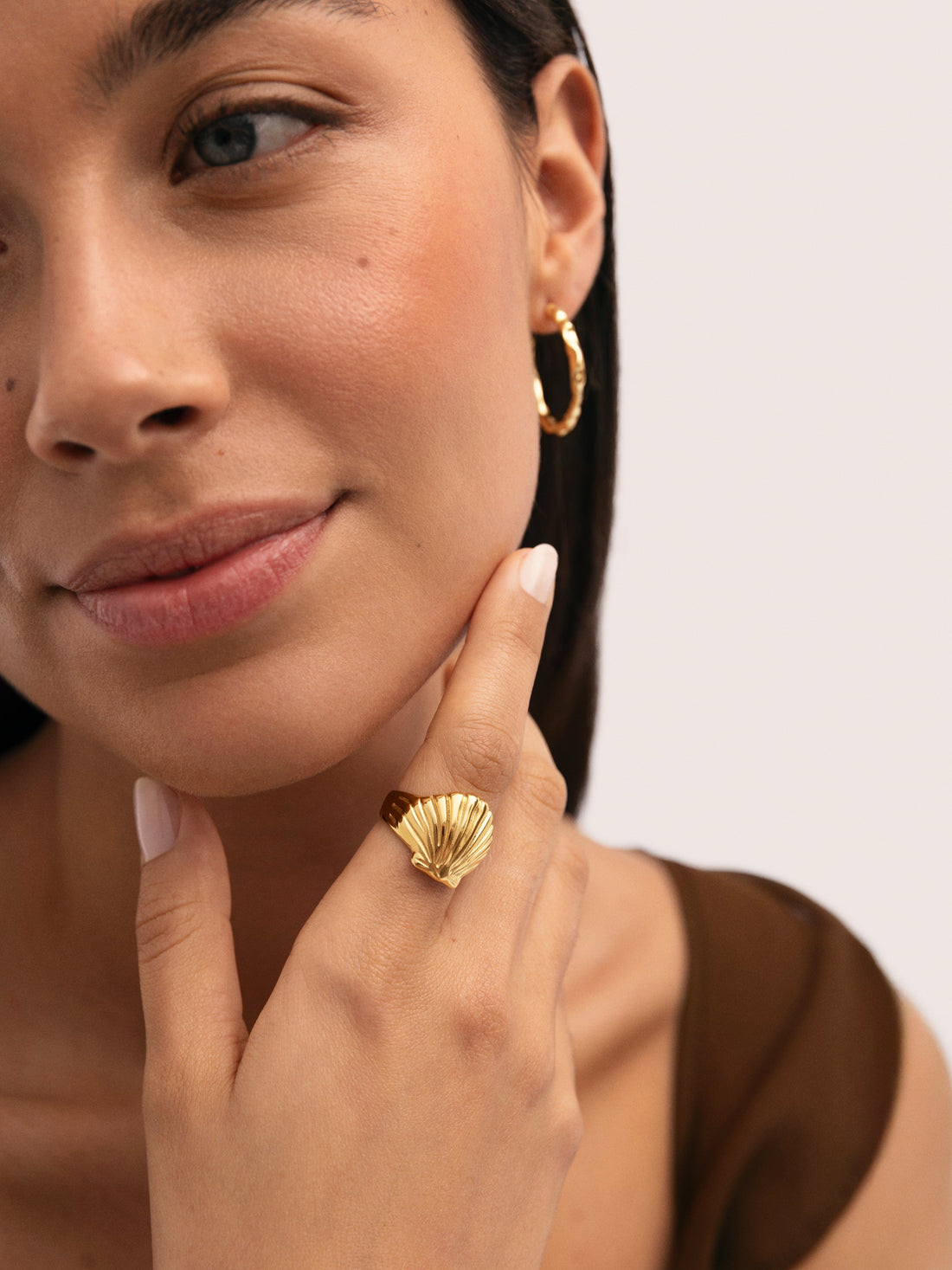 Shelly Ring Steel Gold Plated
