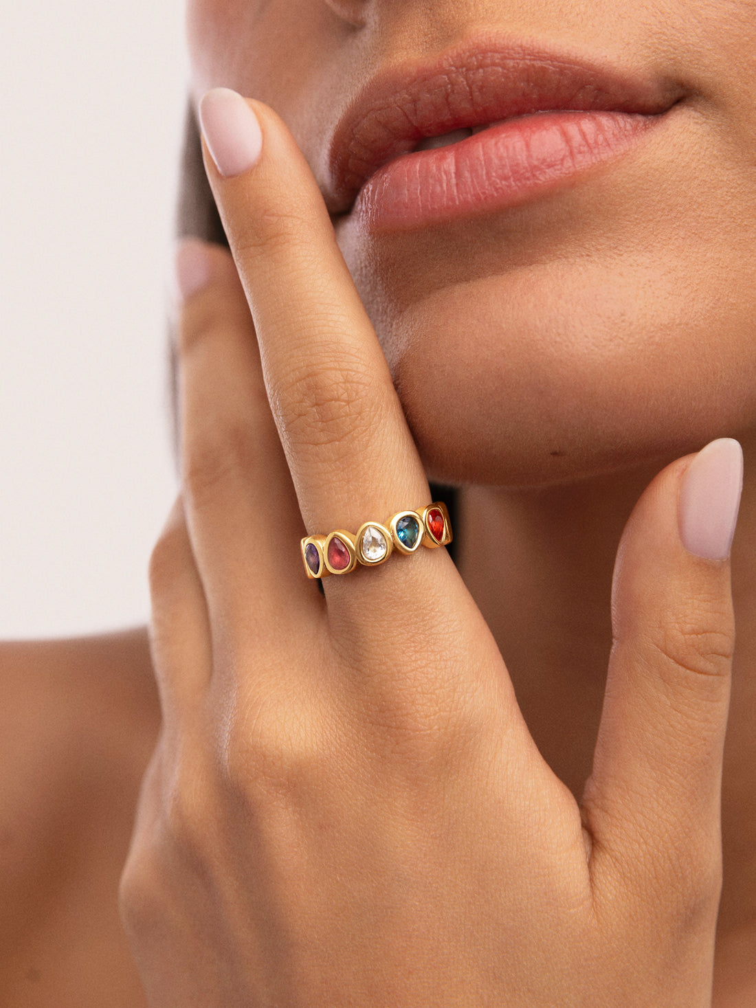Mermaid Colors Ring Steel Gold Plated