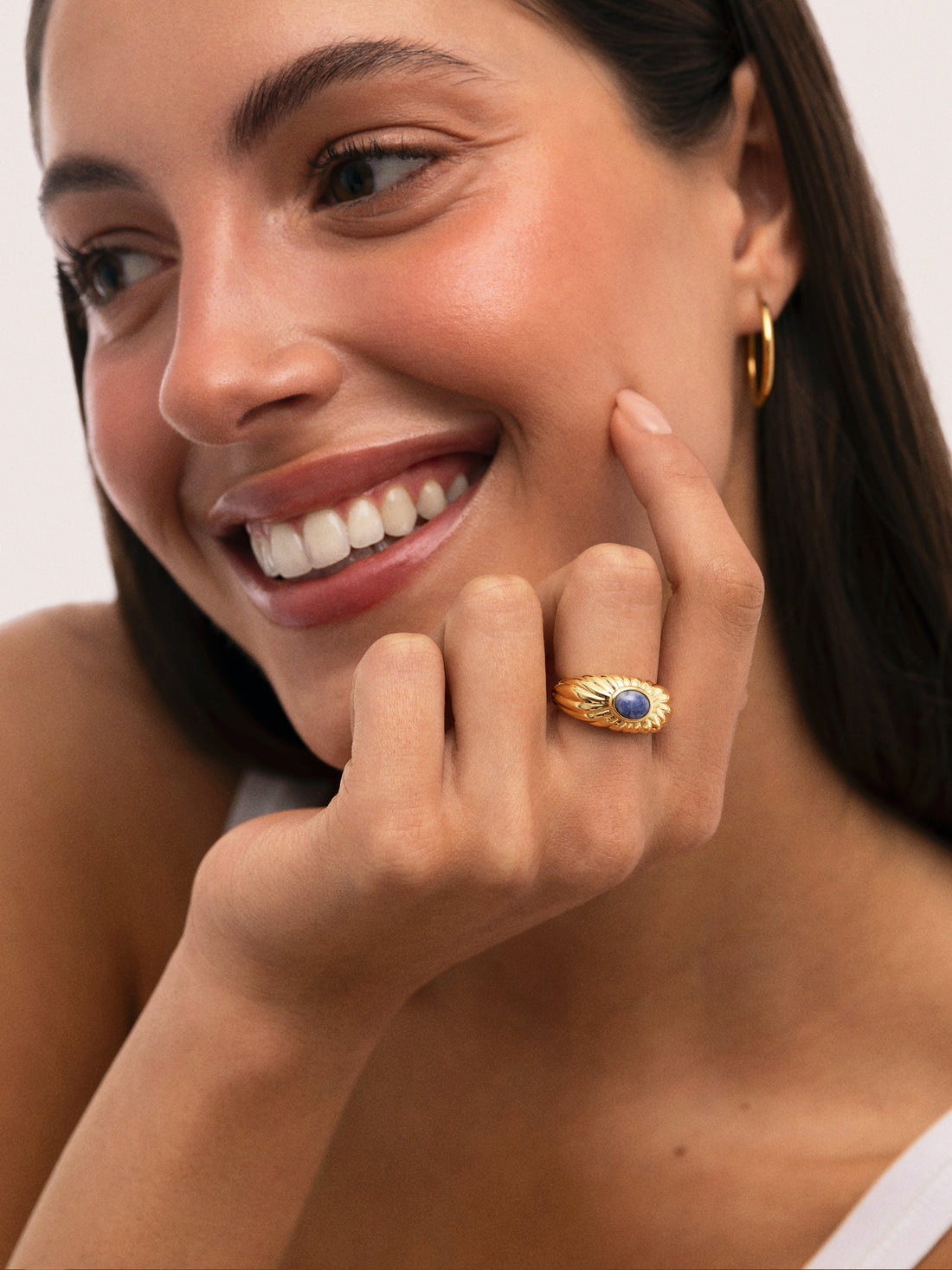 Sunbeam Blue Ring Gold Plated