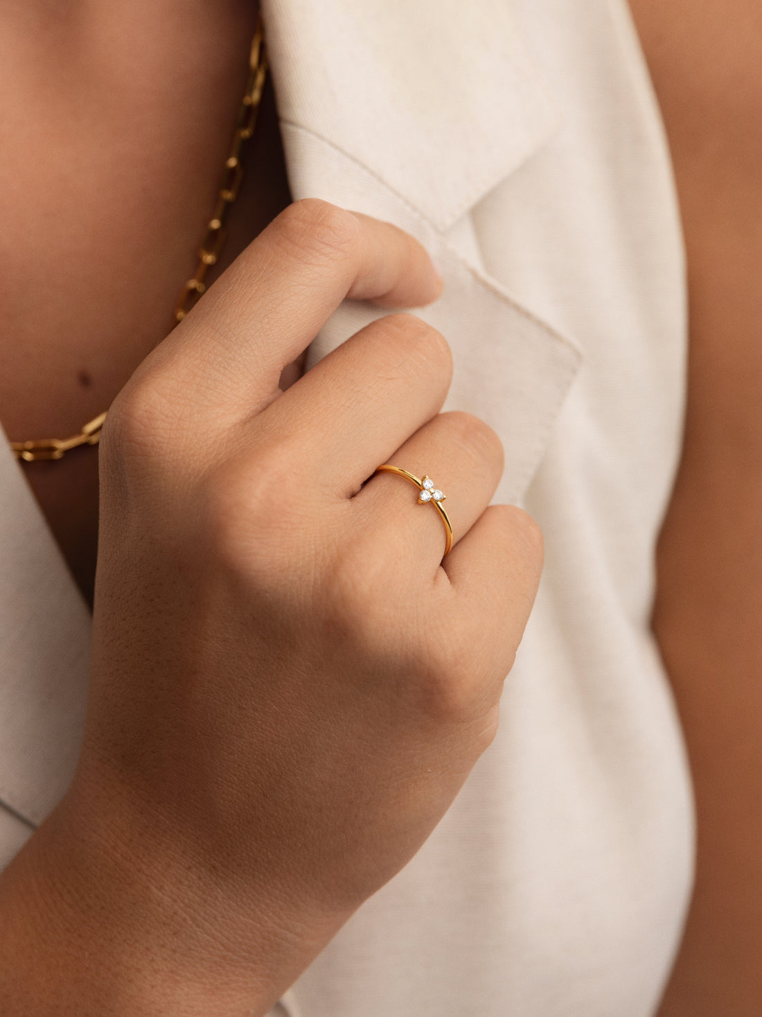 Gold-Plated Silver Clover Ring
